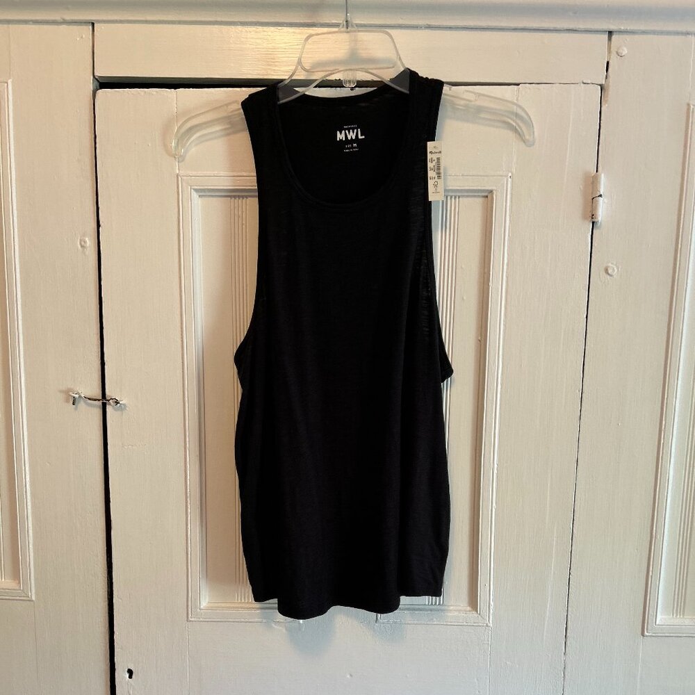 Madewell Long Racerback Tank, Medium, Black, NWT